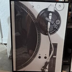 Black & White Turntable Print Framed Wall Art